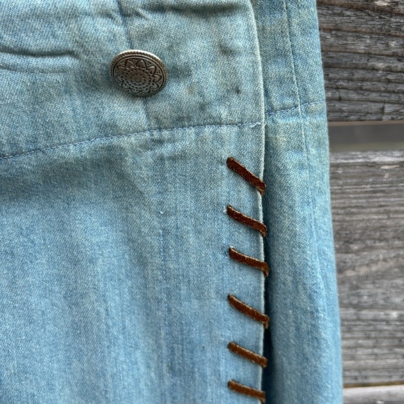 2000 Denim and Leather Skirt - Picture 2 of 4